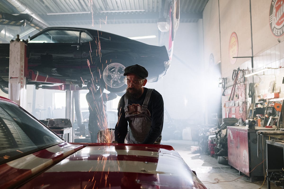 Auto repair technician at work